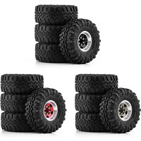 RC 4pcs 57mm Metal 1.0" Beadlock Wheel Rim Rubber Tire Set for 1/18 1/24 RC Crawler Axial SCX24 AX24 TRX4M FCX24 Upgrade Parts