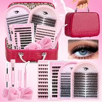Mixed Length D Curl DIY Eyelash Extension Individual Eyelashes Kit Soft Natural Look with Bond And Seal Remover Daily Use