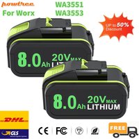 Für Worx 20V 8000mAh WA3551/WA3553 Lithium-Akku für Worx WA3553 WX390 WX176 WX178 WX386 WX678 18650 Elektrowerkzeug-Akku