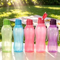 Plastic Water Bottle Large Capacity Leak Proof Outdoor Sports Water Cup Clear with Handle Strap Flip Top Drink Bottle