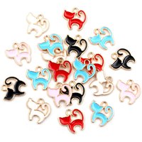 30pcs/Lot 13*13mm Cute Colorful Enamel Cartoon Cat Pendants For Necklaces Earrings Girl Charms Jewelry Making Findings