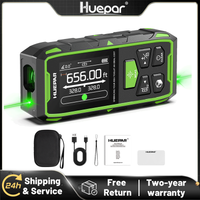 Télémètre laser double faisceau vert Huepar BLM-120M/200M, outil de mesure laser multi-unités avec écran LCD rétroéclairé