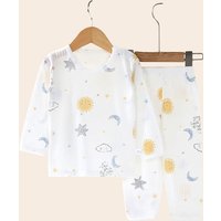 Soft Breathable Cotton Baby Children Pajamas Set Cute Cartoon Long Sleeve Home Sleepwear Set for 0-5 Years Old