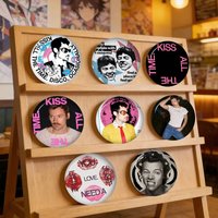 Kiss All The Time Harry Styles Soft Button Pin Round Metal Badge Lapel Pin Parts Gift Friends Kid Jewelry