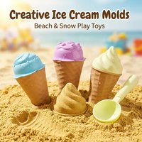 1 Set Children Ice Cream Cone Sand Molding Toy Set Beach Sand Molding Tools Kit All Season Use Outdoor Seaside Play Accessories