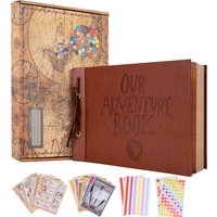 80 Pages DIY Handmade Photo Album Our Adventure Book Retro Leather Photo Scrapbook Wedding Anniversary Memory Valentines Gift