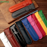 ⛟PU Leather Pen Case Sleeve,Handmade Pen Pouch Holder with Snap Closure for Fountain Pens,Ballpoint Pens & Office Stationery