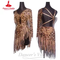 Latin Dance Clothes Women Custom Single Sleeves Rumba Chacha Tango Performance Clothing Adult Chill Latin Competiton Dresses