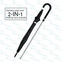 Walking Cane Stick Self Defense 2-In-1 Sturdy Windproof UV Protection Umbrella Suitable for Hiking Hanging Out On Raining