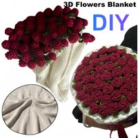 3D Finished Rose Blanket Bouquet Rose Flowers Handmade Crochet Acrylic Fuzzy Sweater Bed Couch Mother's Day Gift For Mum Blanket
