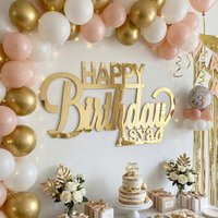Personalized Happy Birthday Mirror Gold Sign Photo Props Custom Any Name Wooden Gifts for Baby Kids Party Celebrate Decor
