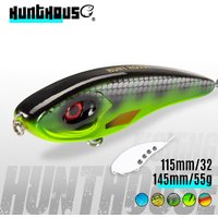 Hunthouse Musky Buster Jerkbait Fishing Lure 115mm/32g 145mm/55g Slow Sinking Loud Sound Vib Vibration For Sea Bass Pike LW129