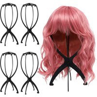 4 Pack Wig Stand, Wig Head Stand Portable Wig Holder for Multiple Wigs, Wig Stands Tripod for Styling Wig Storage,