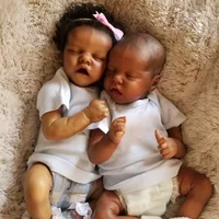43CM African American Reborn Baby Doll Twin A Finished Newborn Black Girl Premature Baby Collectible Art Doll