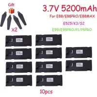 3.7V 5200mAh Rechargeable Li-ion Battery For RC Drone E88 E88PRO E99 P1 K3 P10 A13 S98 E525 RC Quadcopter Parts Battery 1-10pcs