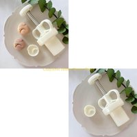 92MF Mooncake Mold New Year Bunny Pattern Stamp Hand Press Mold Plungers Pastry Tools for Chinese Mid-autumn Festival DIY
