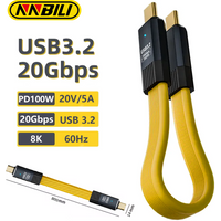 NNBILI PD 100W Short USB C to USB C Cable Fast Charging 5A USB C Cord USB3.2 20Gbps Data Transfer 8K@60Hz Flat Data Charge Cable