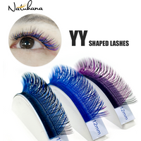 Extensions de cils colorées NATUHANA en forme de YY, faux cils à double pointe, courbure C/D /L/LU, fournitures de maquillage