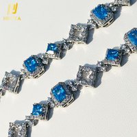 Party Geometric 11mm Blue Gemstone Glister Cluster Hip Hop Link Bracelet for Men Women Dropshipping Wholesale Drop Shipping