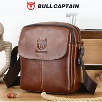 BULLCAPTAIN Leather Men's Messenger Bag Business Shoulder Bags Suitable For 7.9 Inch Ipad Mini High Quality Male Crossbody Bages