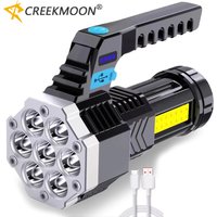 4/7 LED Handle Flashlight High Power Torches Camping Light Rechargeable Long-range Spotlight COB Night Fishing Outdoor Adventure