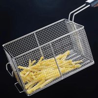 Durable Stainless Steel Frying Mesh Basket Hangable Large Capacity Frying Net Square French Fries Frame for Fry Chicken Fries