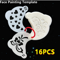16Pcs Face Painting Templates Stencils Reusable, Children Art Paint Templates, DIY Drawing Stencils, Adult Party Makeup Tool Set