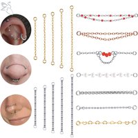 ZS 1 PC Gold Color Stainless Steel Nose Chain 17/24/32/35/40/45/50MM Tassel Ear Helix Bridge Piercing Chains Accessories Jewelry