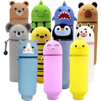 Animal-Themed Pencil Pouch — Cute Cartoon Design, 2-in-1 Pencil Pouch & Stand, Large-Capacity Student Pencil Case