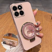 For Honor 400 Smart Plating Frame TPU Case for Huawei Honor400 Smart 5G X7d 4G Quicksand Magnetic Holder Soft Silicone Cover