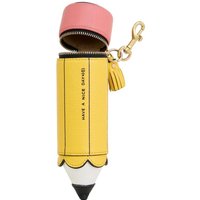 Fun pencil shaped Coin Purse, Yellow and Pink Microfiber Leather Zipper Pouch with Gold Tassel Charm