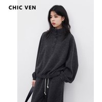 CHIC VEN Fashion Women Sweatshirt Sets New Loose Casual Stand Up Collar Pullover Female Casual Sweatpants Spring Autumn 2026