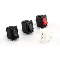 5/15pcs Mini Rocker Switch SPST Black and Red Snap in Switches Button AC 250V 3A /125V 6A 2 Pin I/O 10*15mm On-off Switch Rocker
