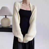 Knitted Solid Color Shawl With Sleeves Multi-Functional Cardigan,Fashion Scarf Sunshield Neck Warmer For Daily Wear For Dress