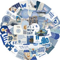 50/57pcs Blue Stickers Aesthetic Waterproof Laptop Stickers Decals Water Bottle Laptop Computer Skateboard Sticker