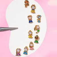 New Ins Colorful Zircon Cute Cartoon Characters Princess Stud Earrings For Women Girls Trendy Party Jewelry Gift