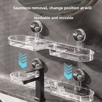 Wall-mounted Suction Cup Sink Rack Multifunctional Punch-free Wash Basin Racks Bathroom Sink Faucet Rack