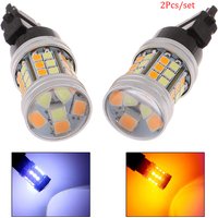2pcs Led Amber White Rear Turn Signal Parking High Power Light Bulbs T25 3157 Socket Waterproof Fits Car Motorcycle Bike Boats