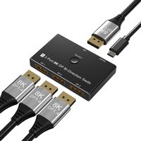 1 in 3 Out/3 in 1Out DP Switch 3Port Display Selector DP1.4 8K@30Hz 4K@144Hz Splitter Switcher for Monitor Laptop Gaming Console