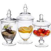 Transparent Glass Storage Jar Candy Box with Lid Storage Jar Bathroom Storage Cotton Swab Box European-style Home Accessories