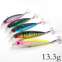 Aorace 5pcs/box Laser 3D Eyes Bionic Minnow Fishing Lure Hard Bait with Feather Treble Hooks for Maximum Catch