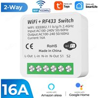 Tuya RF433 WiFi Smart Switch Module 16A Mini Relay Receiver DIY Smart Home Automation Controller Works with Alexa Google