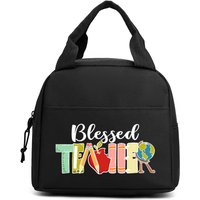 Blessed Teacher Print Women Men Lunch Bag Fashion Apple Pencil Globe Portable Insulated Bags School Multifunctional Food Handbag