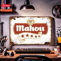 High Definition Metal Tin Sign Mahou 1890 Retro Beer Logo, Vintage Wall Art Decor for Home Bar Pub Man Cave, 2D Flat Iron Painti