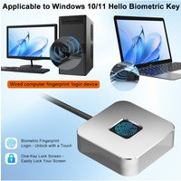 Computer Fingerprint Login Device with 1.5m USB Extension Cable Windows Hello Touch ID Fingerprint Reader for Windows 11/10
