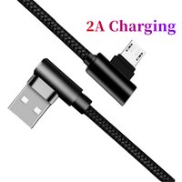Nylon Micro USB Data Cable 90 Degree Right Angle Elbow Wire USB 2.0 2A Charging Cable for Micro USB Android System Phone Tablet