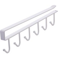 No Drill 12 Hooks Kitchen Utensil Holder Under Cabinet Cup Mug Organizer Rack image 4