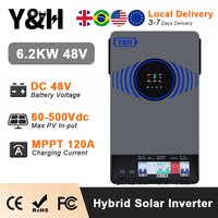 Y&H 6.2KW 4.2KW Hybrid Solar Inverter with Air Switch Lightning Protection 48V 24V to 220V MPPT 120A Solar Charger Max PV 500V