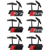 3D ABS Chrome Black Logo Grill Emblem Car Front Grille Badge Decor Auto Accessory For Audi S3 S4 S5 S6 S7 S8 RS3 RS4 RS5 RS6 RS7
