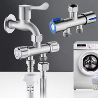 Stainless Steel Dual Head Water Outlet Dual Valve Faucet Washing Machine Faucet Splitter One In Two Out Dual Water Outlet Faucet
